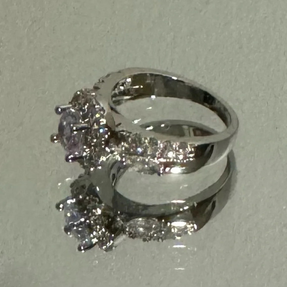 FREE 🆕 Piatella ring,1/2 carat round cut, accents, 14k white gold plated setting - Picture 4 of 16